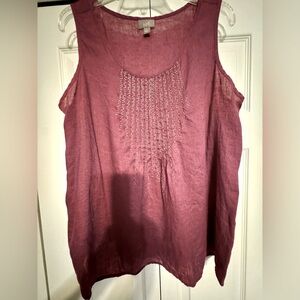 I. Jill linen pintuck tank